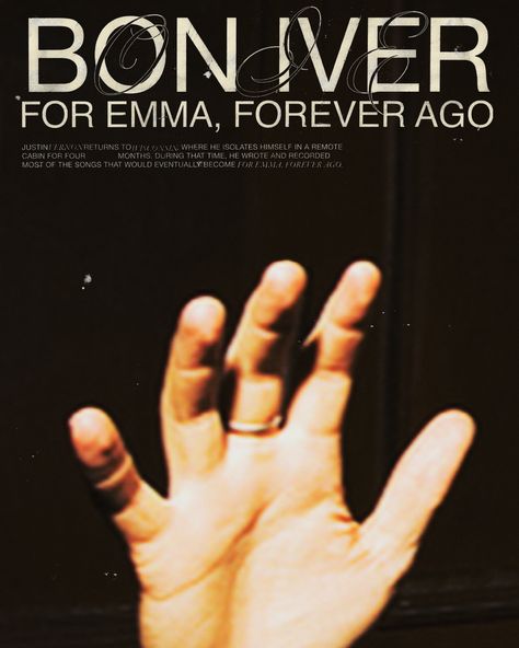 Bon Iver Poster Vintage, Bon Iver For Emma Forever Ago, For Emma Bon Iver, Bon Iver Aesthetic, Bon Iver Poster, Uni Posters, Method Acting, For Emma Forever Ago, Type Poster