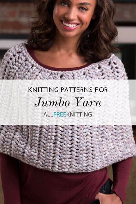 I never know what to do with jumbo weight yarn... that's why lists like this are handy. Jumbo Yarn Patterns, Jumbo Yarn Projects, Bulky Yarn Knitting Patterns, Easy Knit Blanket Pattern, Easy Knit Blanket, Yarn Projects Crochet, Knit Blanket Pattern, Easy Knit Hat, Knit Hat Patterns