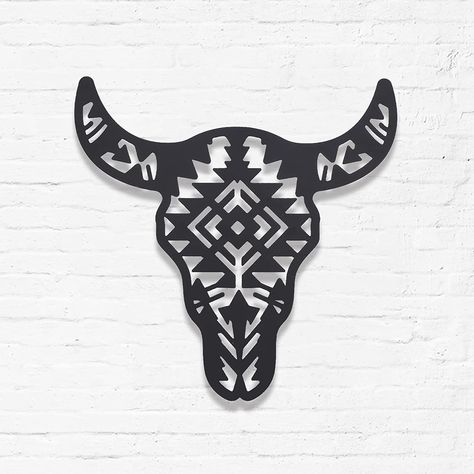 Western Wall Decor Bedroom, Steer Skull Decor, Bull Head Decor, Western Cow Skull, Retro Style Living Room, Western Kitchen Decor, Cow Skull Art, Buffalo Head, Metal Cow