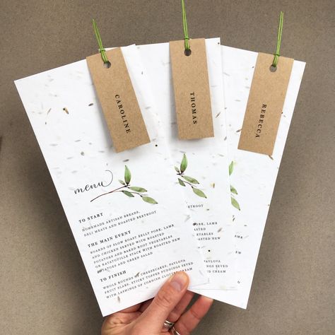 Menu Cards, Plantable Seed Paper, Eco Wedding, Sustainable Wedding, Eco Friendly Wedding, Wedding Menu Cards, Seed Paper, Personalised Wedding, Wedding Stationary