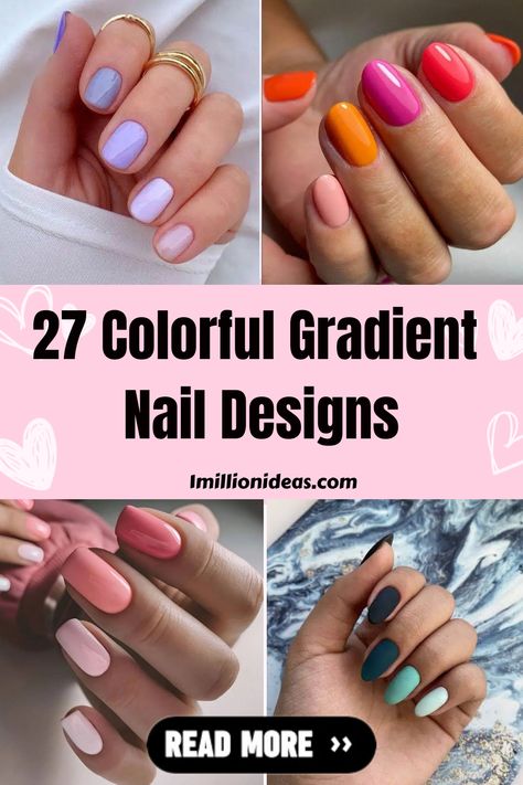 Gradient nails are taking the Internet by storm and we just can’t get enough of it. This nail trend is cute, colorful,… 5 Color Nails Summer, Nail Color Gradient, Bright Gradient Nails, Gradient Short Nails, Colour Gradient Nails, 2 Nail Color Ideas Each Hand, Fall Nails Gradient, Colorful Gradient Nails, Fall Nail Gradient