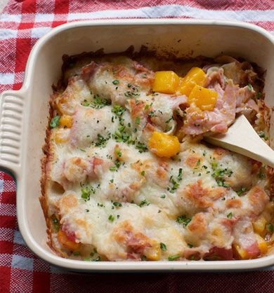 Recipe: Butternut Squash Ham & Cheese Casserole - Marla Meridith Ham And Butternut Squash Recipes, Ham Cheese Casserole, Pig Recipes, Recipe Butternut Squash, Ham And Cheese Casserole, Creamed Leeks, Baked Squash, Squash Casserole, Butternut Squash Recipes