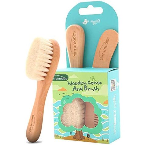 Brush And Comb Set, Wooden Hair Brush, Baby Hair Brush, Baby Gift Registry, Brush And Comb, Baby Grooming, Cradle Cap, Hair Brush Set, Wooden Brush