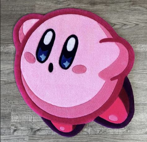 Cute Rug Designs, Kirby Rug, Y2k Rugs, Cute Rugs, Tufting Ideas Anime, Cute Rug, Kirby Tufted Rug, Rug Ideas, Mario Tufting Rug