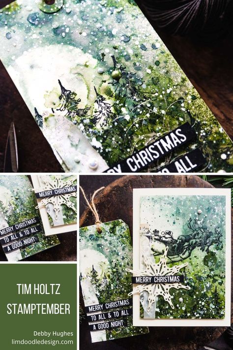 Stamptember 2021 Tim Holtz, Pine Tree Tags, Tim Holtz Stamptember 2021, Tim Holtz Trim A Tree, Tim Holtz Cards Ideas, Tim Holtz Christmas Cards Ideas, Tim Holtz Christmas Cards, Stampers Anonymous Christmas, Christmas Cards Handmade Diy