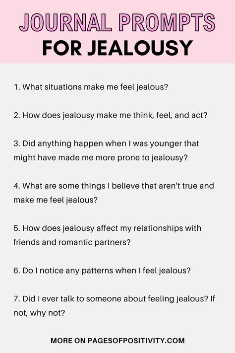 a pin that says in a large font Journal Prompts for Jealousy How To Work On Jealousy, Friend Journal Prompts, Envy Journal Prompts, Shadow Work Journal Prompts Jealousy, Journal Prompts To Move On, Self Reflection Journal Prompts Relationship, Journal Prompts For Shame, Insecure Journal Prompts, Journal Prompts For Confidence Building