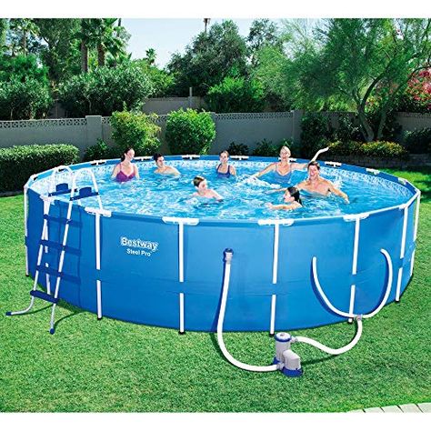 The 10 Bestway Pool Review of 2019 - Steel Pro 18' x 48" Frame Pool Set Intex Swimming Pool, Plastic Swimming Pool, Easy Set Pools, Round Above Ground Pool, Swimming Pool Filters, Intex Pool, Pool Liners, Above Ground Swimming Pools, Pool Filters