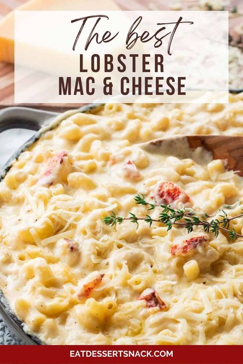 This is the BEST Lobster Mac and Cheese. It's easy, creamy, and delicious! Perfect for a fancy dinner to impress guests. Lobster And Crab Mac And Cheese, Crockpot Lobster Mac And Cheese, Easy Lobster Mac And Cheese, Lobster Macaroni And Cheese, Creamy Lobster Mac And Cheese Recipe, Lobster Mac And Cheese Recipe Best, Mac And Cheese Shells Recipe, Baked Lobster Mac And Cheese, Best Lobster Mac And Cheese