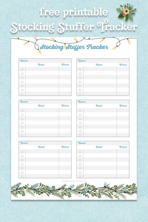 Stocking Stuffer Tracker. Get this free printable stocking stuffer gift tracker to keep track of all the gifts you purchase for stockings. Stocking Stuffer List Printable, Gift Tracker Free Printable, Printable Divorce Papers, Budget Binder Free, Christmas Gift Tracker, Budget Binder Printables, Gift Tracker, Tracker Free, Free Printable Gifts