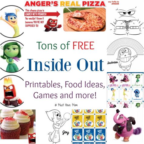 Tons of FREE Inside Out Printables, Food Ideas, Games and more! Perfect for an Inside Out Themed Party! Inside Out Printables, Themed Movie Night, Inside Out Party, Inside Out Party Ideas, Diy Wood Countertops, Inside Out Emotions, Movie Inside Out, Disney Movie Night, Elementary School Counseling