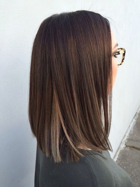 HAIR Haircut For Brunette Long Hair, Medium Length Hair Straight Cut, Brown Lob, Lily Aldrin, Peekaboo Highlights, Jamie Chung, Long Bob Hairstyles, Penteado Cabelo Curto, Hair Color And Cut