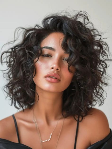 Pelo Bob Ondulado, Curly Bob Haircut, Shoulder Length Curls, Spring Haircuts, Hairstyle Ideas Easy, Curly Lob, Shoulder Length Curly Hair, Natural Curly Hair Cuts, Bob Haircut Curly