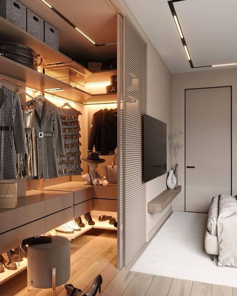 Divided Bedroom, Flat Renovation, A Walk In Closet, Stylish Bedroom Design, Walk In Closet Design, Closet Design Layout, Luxury Closets Design, Bedroom Closet Design, Bedroom Dresser