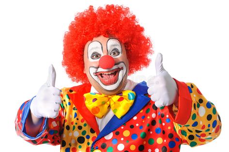 Clown. Portrait of a smiling clown giving thumbs up isolated on white , #Aff, #smiling, #clown, #Clown, #Portrait, #isolated #ad Clown Meme, Clown Images, Clown Pics, Childhood Fears, Fancy Braids, Perfect Bun, Clowns Funny, Send In The Clowns, Clown Faces