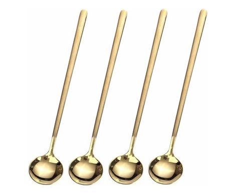 Premium Material - These Stirring Spoons are made of food grade 304 stainless steel. And these Coffee Spoons are mirror polished, the edges are smooth and burr-free, and will not hurt your hands and mouth. Gold Spoon, Coffee Spoons, Tea Spoons, Bar Styling, Ice Tea, Coffee Station, Coffee Spoon, Spoon Set, Trifle