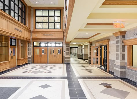 Huge School Building, Old High School Building, Boarding School Hallway, High School Exterior, High School Interior, School Foyer, Japanese Elementary School, Stuyvesant High School, Bloxburg School