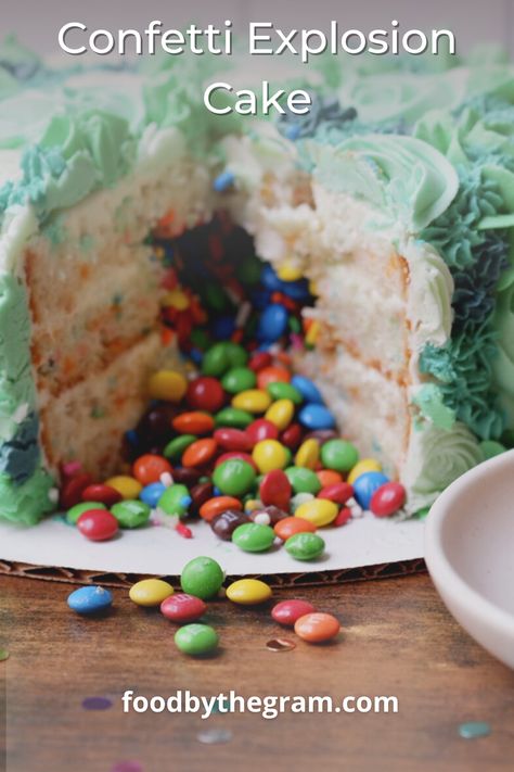 Candy Filled Cake How To Make A, Rainbow Explosion Cake, Cake Filled With Candy, Candy Filled Cake, Confetti Explosion, Explosion Cake, Surprise Inside Cake, 6 Inch Cake, Inside Cake