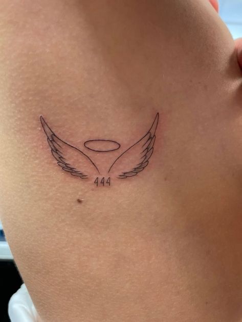 These Are My Wings Tattoo, 222 Angel Wing Tattoo, 444 Small Tattoo Ideas, 222 With Angel Wings Tattoo, 444 Tattoo With Angel, 444 Angel Tattoo Ideas, Number With Angel Wings Tattoo, 444 Tattoo Angel Wings, 444 Wings Tattoo