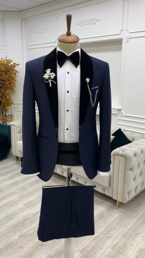 Cummerbund Tuxedo, Blue Wedding Suit Groom, 2 Piece Suit For Men, Best Wedding Suits For Men, Blue Tuxedo Wedding, Suit For Men Wedding, Best Wedding Suits, Tuxedo Colors, Navy Blue Tuxedos