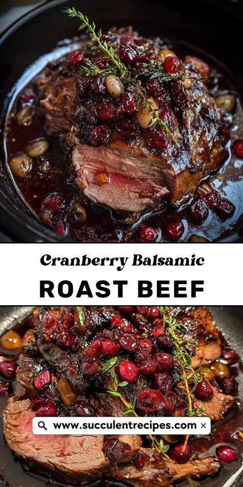 Add a festive twist to your holiday roast with this Cranberry Balsamic Roast Beef. The rich, savory beef pairs perfectly with the tangy-sweet cranberry balsamic glaze, making it a must-try holiday recipe. Balsamic Roast Beef, Balsamic Roast, Roast Beef Recipe, Christmas Roast, Ribeye Roast, Classic Turkey, Cozy Movie Night, Roast Beef Recipes, Christmas Eve Dinner