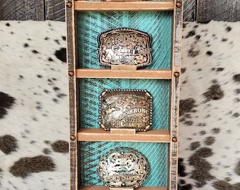 Buckle Shelf Display, Belt Buckle Shelf, Buckle Display Ideas, Belt Buckle Display, Buckle Display, Buckle Holder, Belt Display, Displaying Crystals, Sale Ideas