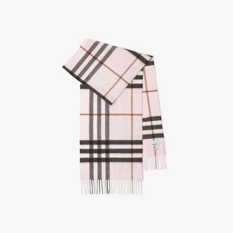 Check Cashmere Scarf in Pale candy pink | Burberry® Official Burberry Aesthetic, Burberry Clothes, Scarf Aesthetic, Personalized Scarves, Burberry Scarf, Burberry Accessories, Pink Scarves, Airport Fashion, Spring Water