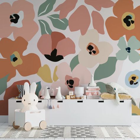 Girls Wallpaper | Munks and Me – Page 4 Childrens Bedroom Wallpaper, Kindergarten Wallpaper, Wallpaper Shelves, Party Girlande, Childrens Kitchens, Girls Rooms, Baby Room Rugs, Candle Party, Mural Floral