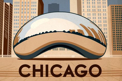 Art Drawings Inspiration, Chicago Bean, Chicago Poster, Winter Illustration, Chicago Travel, My Kind Of Town, Tattoo Style Drawings, Affinity Designer, The Windy City