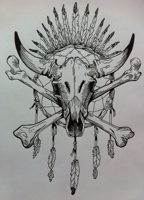 Bull Skull Drawing, Bull Skull Tattoo, Indian Skull Tattoos, Bull Skull Tattoos, Bull Tattoo, 42 Tattoo, Cowgirl Tattoos, Cowboy Tattoos, Native American Tattoo