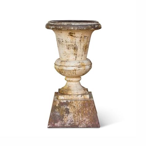 Aged Metal Entry Urn - 14"L x 14"W x 26"H - Bed Bath & Beyond - 36245431 Park Hill Collection, Railing Planters, Elephant Planters, Aging Metal, Park Hill, Barrel Planter, Garden Urns, Window Planter Boxes, Urn Planters