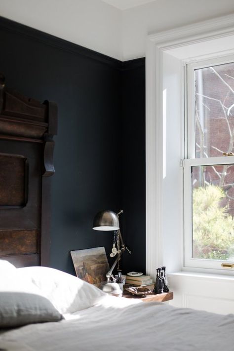 Who Needs an LBD When You Have These 15 Black Bedroom Ideas | Hunker Dark Bedroom Walls, Black Bedroom Ideas, Black Walls Bedroom, Black Accent Walls, Dark Bedroom, Accent Wall Bedroom, Black Bedroom, Bedroom Black, Kids Room Design