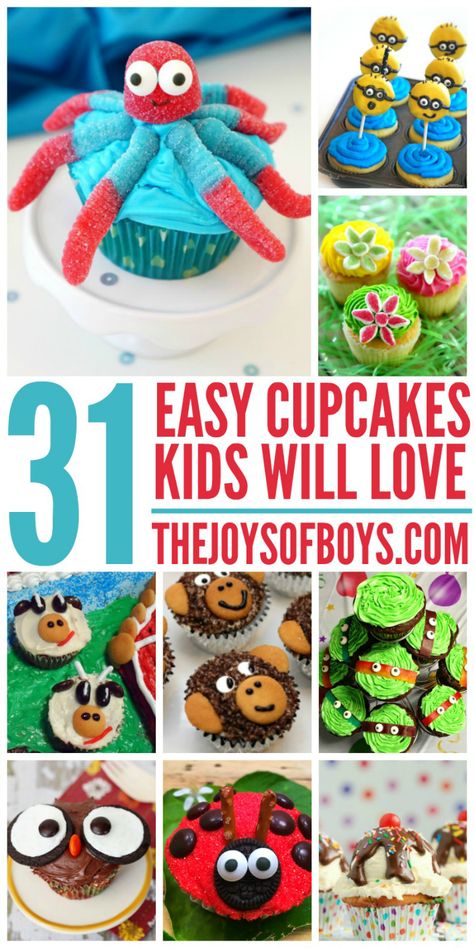 Easy Cupcake Recipes Kids Will Love #cupcakes #cupcakerecipes #kidfood #kidrecipes #kidcupcakes #foodforkids #easycupcakes #easycupcakesrecipes Cupcakes Kids, Kids Cupcakes, Recipes Cupcakes, Cupcake Recipes For Kids, Cooking Trout, Birthday Cupcakes Decoration, Cake Recipes For Kids, Cupcakes For Boys, Easy Cupcake Recipes