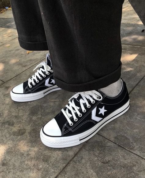 Shoe Inspo Converse, All Black Converse Outfit, Converse Shoes Black, Converse Shoes Men, All Star Converse, Sneakers Converse, Shoes Outfit Fashion, All Stars Converse, Converse One Star