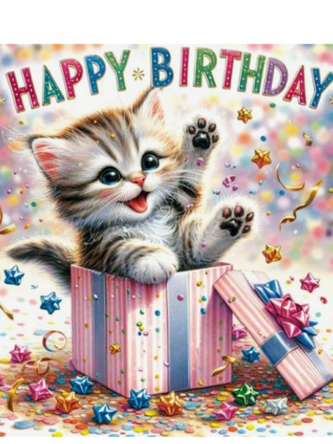 Happy Birthday With Cats, Happy Birthday Kittens, Happy Birthday Cat Images, Happy Birthday Cats, Cat Birthday Wishes, Happy Birthday Animals, Happy Birthday Cat, Birthday Cat, Kitten Birthday