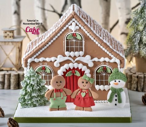 Gingerbread House Cake, Homemade Gingerbread House, Karen Davies, Cool Gingerbread Houses, Ginger House, Gingerbread House Parties, Gingerbread House Designs, Gingerbread Party, Gingerbread Christmas Decor