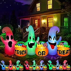 Candy Bags Halloween, Halloween Blow Ups, Candy Buckets, Halloween Ghost Decorations, Yard Party, Inflatable Decorations, Halloween Inflatables, Party Garden, Pumpkin Candy