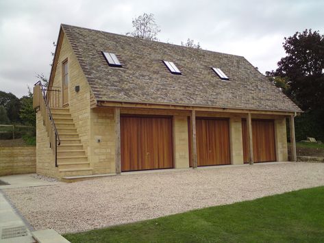 room over garage Garage With Room Above, Triple Garage, Room Above Garage, Timber Garage, Farmhouse Garage, Self Build Houses, Cool Garages, Driveway Design, Barn Garage