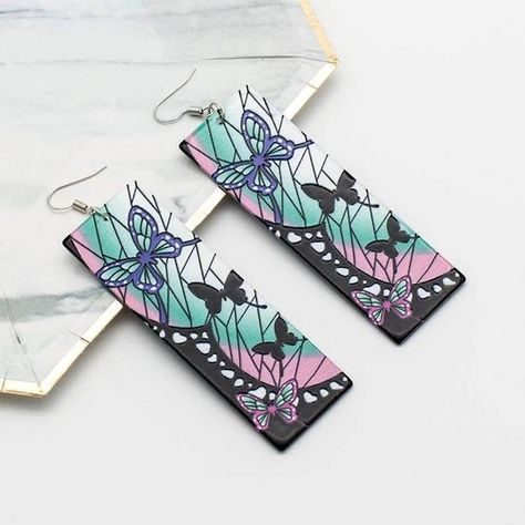 Demon Slayer Cosplay, Cosplay Jewelry, Anime Butterfly, Anime Demon Slayer, Cosplay Props, Butterfly Earrings, Acrylic Earrings, Drop Pendant, Japanese Anime