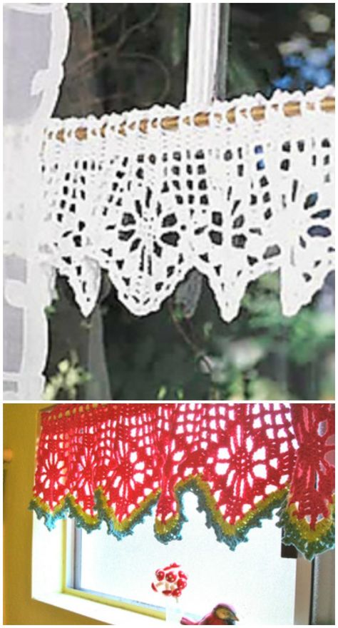 15 Free Crochet Curtain Patterns - DIYs Craftsy Crochet Edgings, Valance Patterns Free, Crocheted Curtains, Crochet Objects, Valance Patterns, Crochet Edging Pattern, Crochet Curtain Pattern, Crochet Border, Crochet Edge