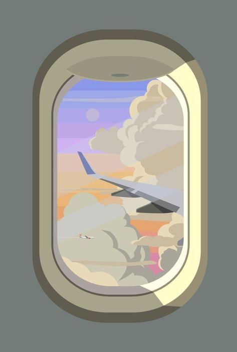 View of the clouds from the airplane window. Vector. Airplane Window Drawing, Plane Graphic Design, Airplane Graphic Design, Airplane Vector Illustration, Airplane Doodle, Window Vector, Design Classroom, Window Clipart, Plane Drawing