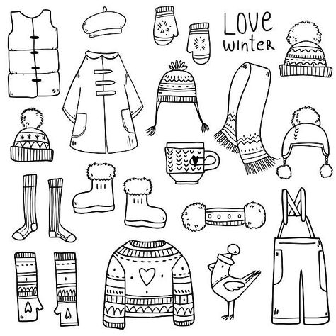 Winter Outfits Drawing, Banner Doodle, Outfits Drawing, Drawing Male, Planner Doodles, Clothes Illustration, Clothes Clips, Kids Winter Outfits, Easy Pixel Art