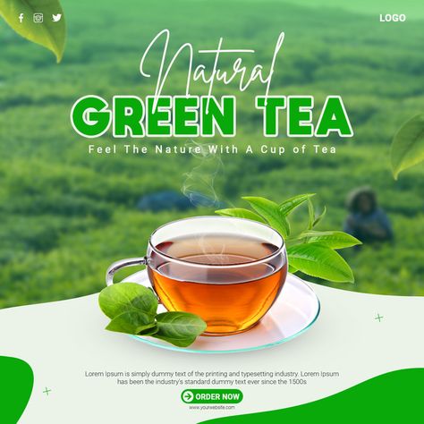 Tea Advertising Design, Tea Social Media Post, Tea Social Media, Tea Ads, Hot Green Tea, Drawing Book Pdf, Travel Advertising Design, Hot Winter Drinks, Dj Event