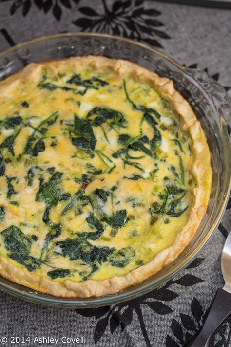 Spinach, Green Onion, and Smoked Gouda Quiche Smoked Gouda Quiche, Onion Quiche Recipes, Green Onion Quiche, Gouda Quiche, Onion Quiche, Smoked Gouda Cheese, Stuffed Portabella Mushrooms, Egg Dishes, Vegetarian Main Dishes