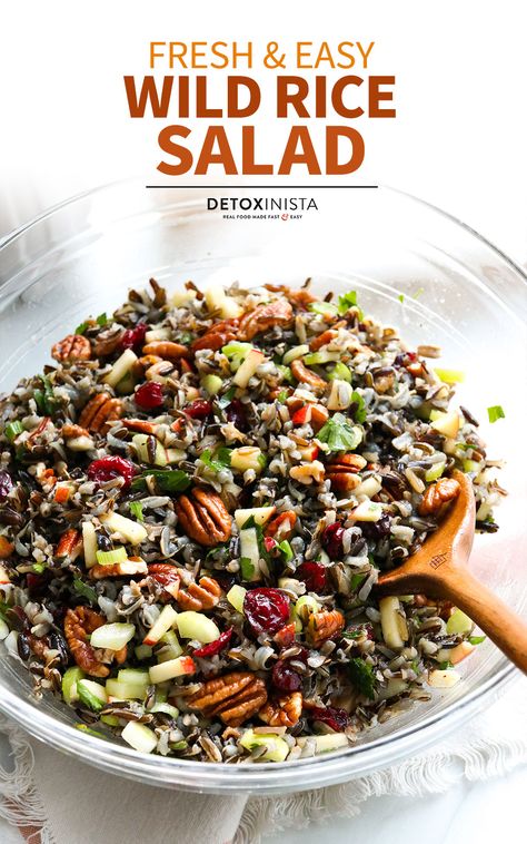 Wild Rice Recipes Side Dishes, Wild Rice Salad Recipe, Rice Recipes Side, Wild Rice Recipes, Rice Salad Recipes, Orange Vinaigrette, Thanksgiving Salad, Sweet Apples, Wild Rice Salad