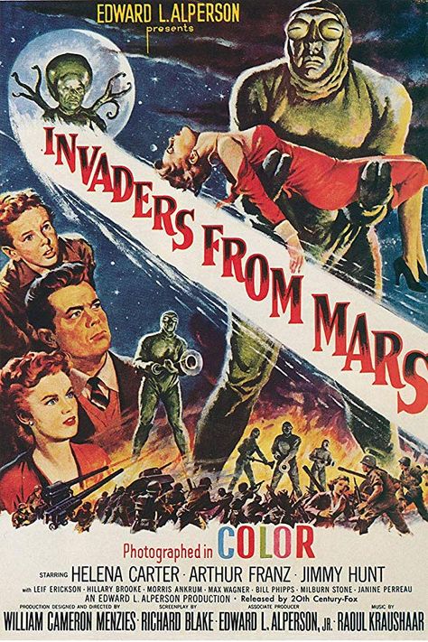 Invaders From Mars, Science Fiction Movie Posters, Classic Sci Fi Movies, Old Movie Poster, Old Movie, Science Fiction Movies, Classic Sci Fi, Horror Posters, Classic Movie Posters