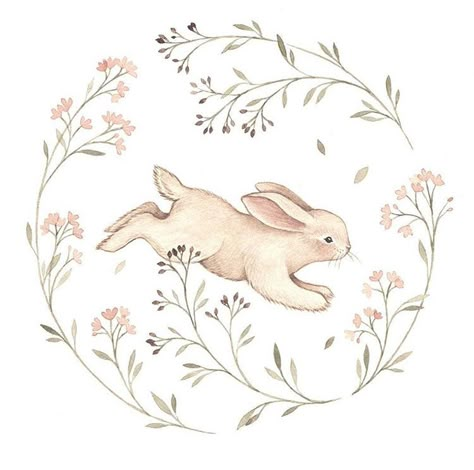 Jumping Bunny Drawing, Bunny Painting Ideas, How To Draw Bunny, Nina Stajner, Bunnies Drawing, Easter Drawings, Bunny Illustration, Rabbit Wreath, Bunny Drawing