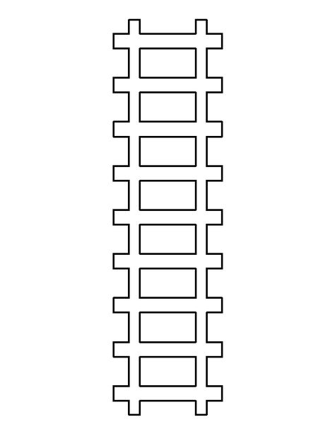 Train track pattern. Use the printable outline for crafts, creating stencils, scrapbooking, and more. Free PDF template to download and print at http://patternuniverse.com/download/train-track-pattern/ Train Crafts, Coloring Crafts, Train Template, Thomas The Train Birthday Party, Polar Express Party, Thomas The Train Party, Train Theme, Trains Birthday Party, Transportation Theme