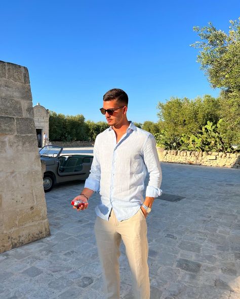 Mens Summer Dinner Outfit, Mens Summer Wedding Attire Guest Casual, Mens Wedding Guest Outfit Summer Casual, Beach Wedding Guest Outfit Men, Men’s Engagement Photo Outfits, Mens Cocktail Attire, Summer Wedding Men, Dinner Outfit Men, Mens Wedding Guest Outfit