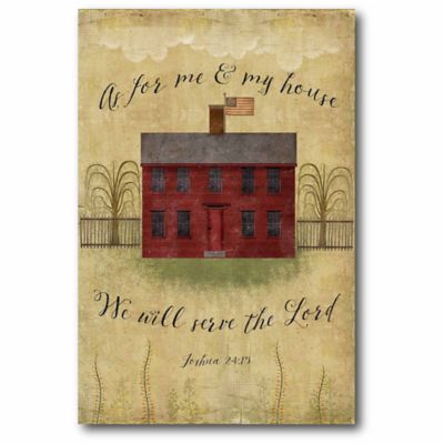 Courtside Market Primitive House 16-Inch X 22-Inch Canvas Wall Art Scripture Graphics, Primitive Crow, Primitive House, Primitive Painting, Arte Folk, Primitive Colonial, Primitive Homes, Mary Cassatt, Serve The Lord