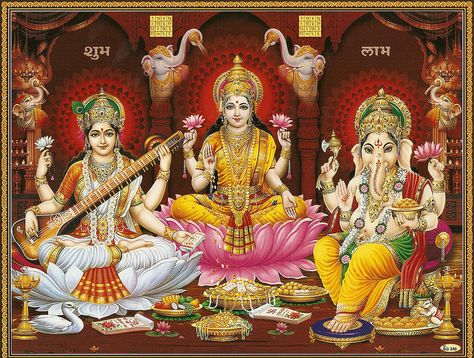 saraswati lakshmi ganesh | Flickr - Photo Sharing! Gowri Ganesha, Happy Diwali Pictures, Lakshmi Photos, Saraswati Photo, Diwali Wallpaper, Diwali Pooja, Diwali Pictures, Saraswati Devi, Saraswati Goddess